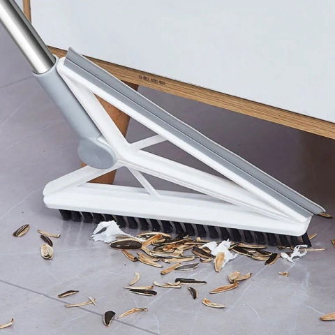 Matura telescopica, cu doua capete - perie/racleta 23 cm, lungime 110 cm, din plastic/otel/silicon, gri [2]