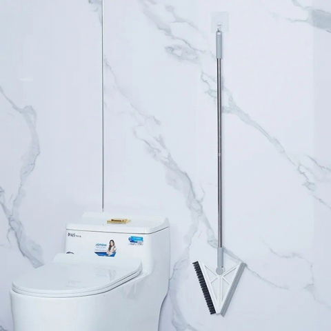 Matura telescopica, cu doua capete - perie/racleta 23 cm, lungime 110 cm, din plastic/otel/silicon, gri [1]