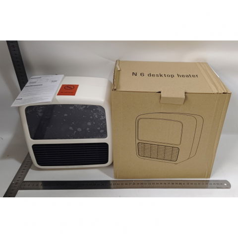 Mini aeroterma portabila, display lcd, flacara tip semineu, 1500w, 2 trepte, oprire automata, 22 x 22 x 15 cm, alb [3]