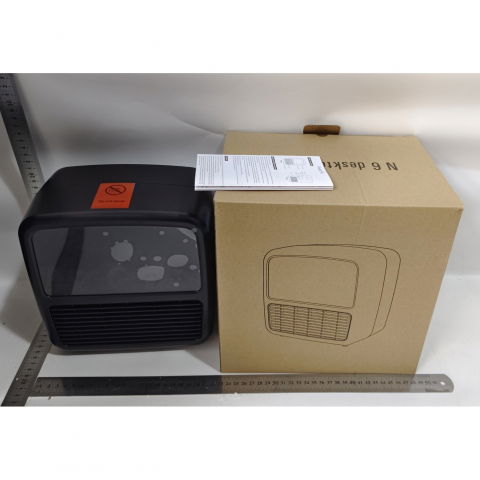 Mini aeroterma portabila, display lcd, flacara tip semineu, 1500w, 2 trepte, oprire automata, 22 x 22 x 15 cm, negru [2]