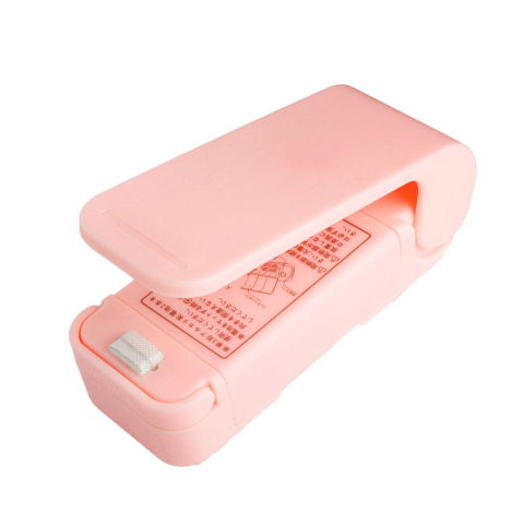 Organizatoare si accesorii pentru bucatarie - Mini aparat de sigilat pungi cu baterii, etansare prin caldura, spate magnetic, portabil, 9.7x3 cm, roz