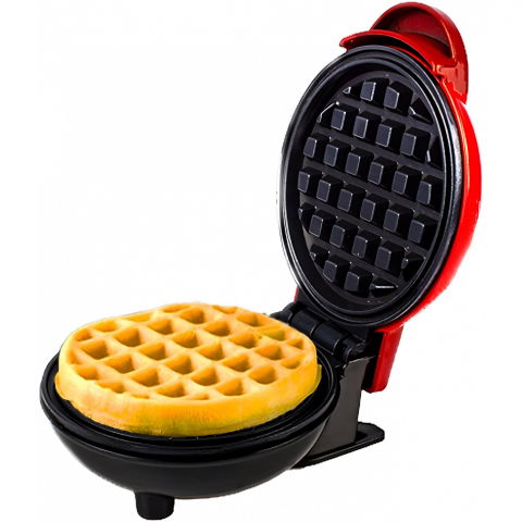 Ajutoare pentru gatit - Mini aparat de vafe, multifunctional, pentru casa si calatorii, compact, usor de transportat si depozitat, 18x14.5x9.3 cm, rosu