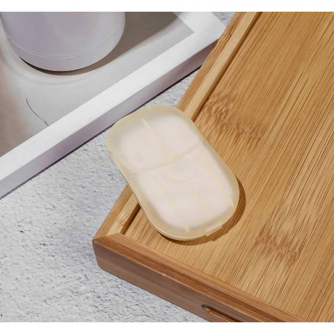 Mini cutie de sapun din hartie, de unica folosinta, portabila, potrivit pentru calatorii, 20 buc, alb [5]