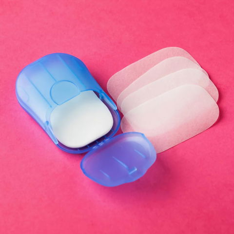 Mini cutie de sapun din hartie, de unica folosinta, portabila, potrivit pentru calatorii, 20 buc, albastru [5]