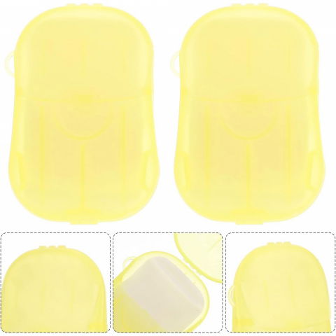 Mini cutie de sapun din hartie, de unica folosinta, portabila, potrivit pentru calatorii, 20 foite, galben [2]