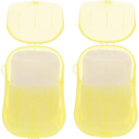 Mini cutie de sapun din hartie, de unica folosinta, portabila, potrivit pentru calatorii, 20 foite, galben [1]