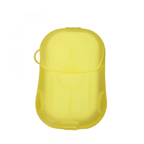 Mini cutie de sapun din hartie, de unica folosinta, portabila, potrivit pentru calatorii, 20 foite, galben