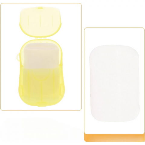 Mini cutie de sapun din hartie, de unica folosinta, portabila, potrivit pentru calatorii, 20 foite, galben [4]