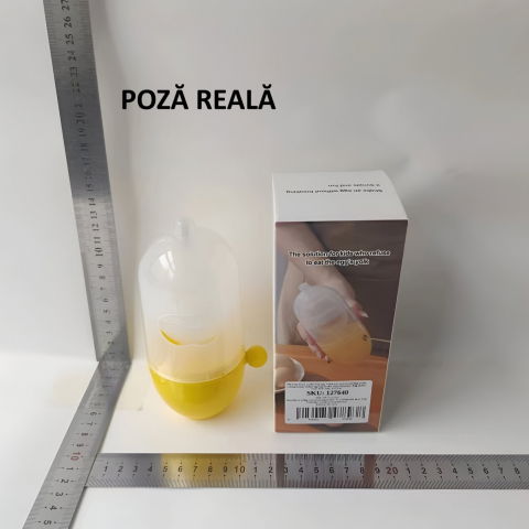 Mini shaker manual pentru oua, pentru galbenusuri si albusuri, mixer amestecare, 15x6 cm, galben [1]