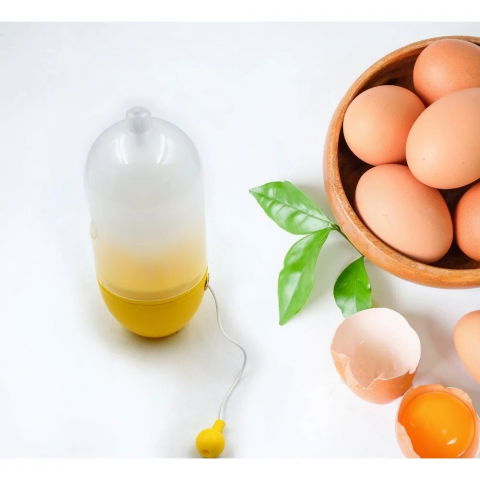 Mini shaker manual pentru oua, pentru galbenusuri si albusuri, mixer amestecare, 15x6 cm, galben [4]