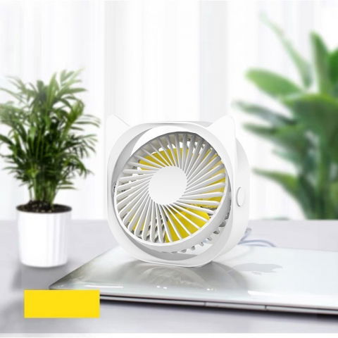 Mini ventilator pentru birou cu usb, rotire 360 grade, 3 viteze, 13.5 x 12,8 cm, alb [1]