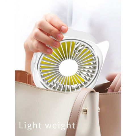 Mini ventilator pentru birou cu usb, rotire 360 grade, 3 viteze, 13.5 x 12,8 cm, alb [3]