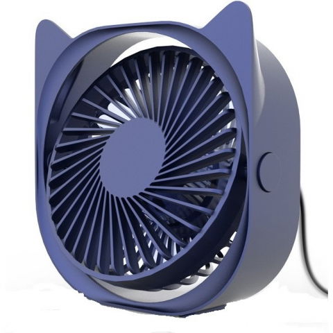 Ventilatoare - Mini ventilator pentru birou cu usb, rotire 360 grade, 3 viteze, 13.5 x 12,8 cm, albastru