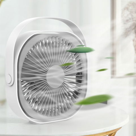 Mini ventilator pentru birou cu usb, rotire 360 grade, 3 viteze, 1500 ma, 13.5 x 12,8, alb [4]