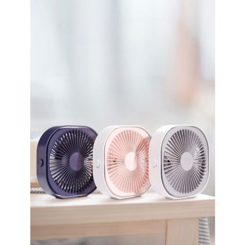 Mini ventilator pentru birou cu usb, rotire 360 grade, 3 viteze, 1500 ma, 13.5 x 12,8, albastru [3]
