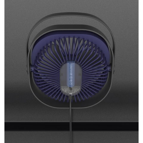 Mini ventilator pentru birou cu usb, rotire 360 grade, 3 viteze, 1500 ma, 13.5 x 12,8, albastru [2]