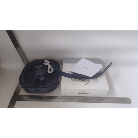 Mini ventilator pentru birou cu usb, rotire 360 grade, 3 viteze, 4000 ma, 13.5 x 12,8, albastru [3]