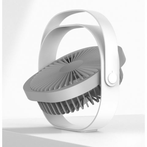 Mini ventilator pentru birou cu usb, rotire 360 grade, 3 viteze, 4000 ma, 13.5 x 12,8, gri [7]