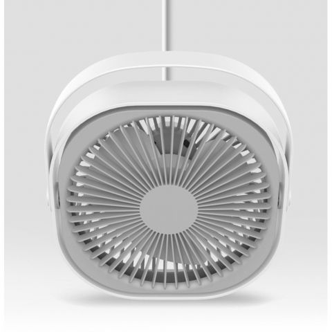 Mini ventilator pentru birou cu usb, rotire 360 grade, 3 viteze, 4000 ma, 13.5 x 12,8, gri [4]