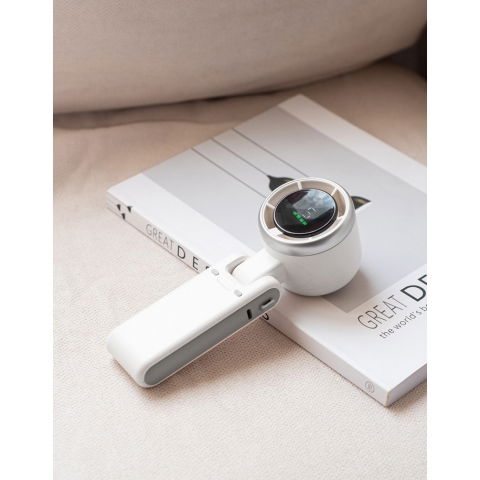 Mini ventilator portabil, 5 trepte de viteza, afisaj digital, incarcare usb, 5v, 2a, 5.95 x 5.2 x 17.2 cm, alb [4]