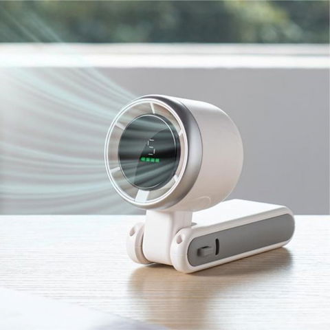 Mini ventilator portabil, 5 trepte de viteza, afisaj digital, incarcare usb, 5v, 2a, 5.95 x 5.2 x 17.2 cm, alb [6]