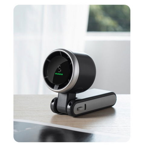 Mini ventilator portabil, 5 trepte de viteza, afisaj digital, incarcare usb, 5v, 2a, 5.95 x 5.2 x 17.2 cm, negru [4]