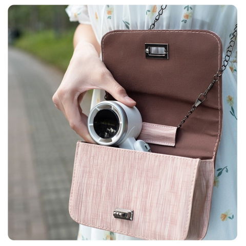 Mini ventilator portabil, 5 trepte de viteza, afisaj digital, incarcare usb, 5v, 2a, 5.95 x 5.2 x 17.2 cm, verde [4]