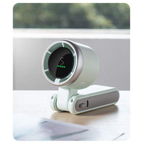 Mini ventilator portabil, 5 trepte de viteza, afisaj digital, incarcare usb, 5v, 2a, 5.95 x 5.2 x 17.2 cm, verde [3]