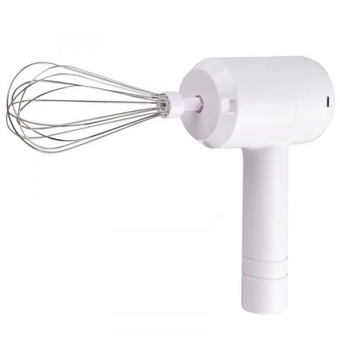 Ajutoare pentru gatit - Mixer electric fara fir, pentru uz casnic, pentru oua smantana frisca, maner plastic, usor de utilizat si depozitat, 3 accesorii, alb