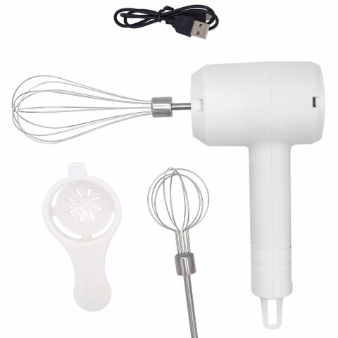 Mixer electric fara fir, pentru uz casnic, pentru oua smantana frisca, maner plastic, usor de utilizat si depozitat, 3 accesorii, alb [1]
