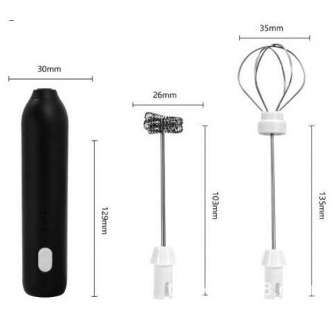 Mixer spuma lapte, electric cu incarcare usb, bauturi calde/reci, maner izolat termic, otel inoxidabil, pentru latte, ciocolata calda, cappuccino, frappe, usor de folosit, 2 accesorii, negru [1]