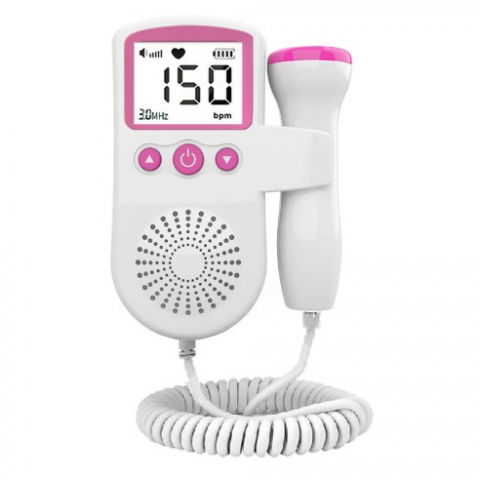 Îngrijire, transport și organizare pentru bebeluși și copii - Monitor fetal doppler, monitorizare sarcina, ritm cardiac, ecran lcd 4.5 cm, 2 x baterii aa (neincluse), portabil, din abs, 12.8 x 9.6 x 3 cm, utilizare de la 9 saptamani, roz