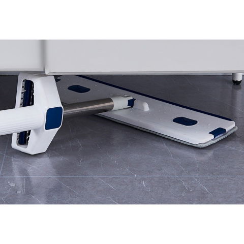 Mop plat, cu galeata pliabila, 2 rezerve din microfibra, 127 cm tija telescopica, utilizare umeda/uscata, recipient lichid, albastru [4]