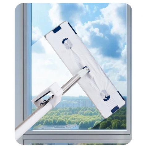 Mop plat, cu galeata pliabila, 2 rezerve din microfibra, 127 cm tija telescopica, utilizare umeda/uscata, recipient lichid, gri [4]