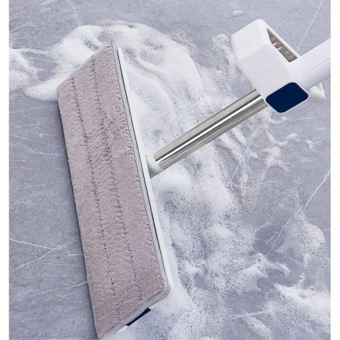 Mop plat, cu galeata pliabila, 2 rezerve din microfibra, 127 cm tija telescopica, utilizare umeda/uscata, recipient lichid, gri [5]