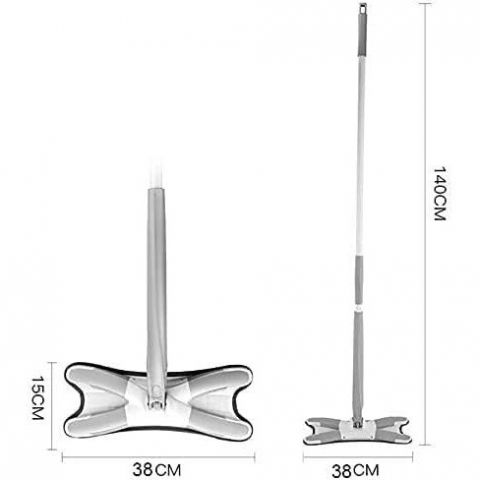 Mop plat cu laveta din microfibra, pentru uz casnic, sistem de stoarcere x, tija telescopica 140 cm, rotire 360°,38 x 140 cm, verde [4]