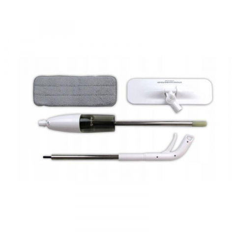 Mop plat, cu pulverizator, pentru uz casnic, plastic, rezerva de mop din microfibra, 125x40 cm, alb/negru [5]