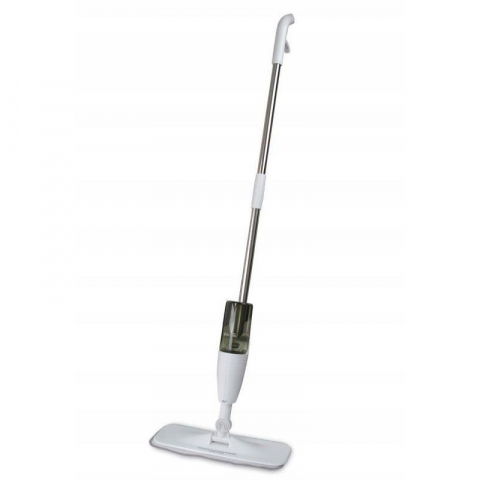 Îngrijire şi confort acasă - Mop plat, cu pulverizator, pentru uz casnic, plastic, rezerva de mop din microfibra, 125x40 cm, alb/negru