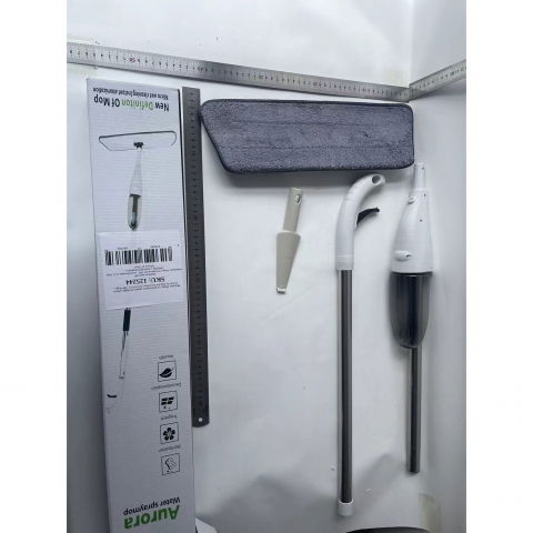 Mop plat, cu pulverizator, pentru uz casnic, plastic, rezerva de mop din microfibra, 125x40 cm, alb/negru [6]