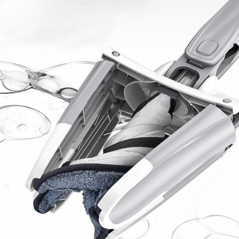 Mop plat, cu sistem de stoarcere, 2 lavete incluse, lungime telescopica 140 cm, argintiu [3]