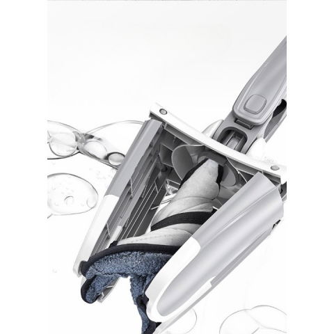 Mop plat, cu sistem de stoarcere, 4 lavete incluse, lungime telescopica 140 cm, argintiu [5]