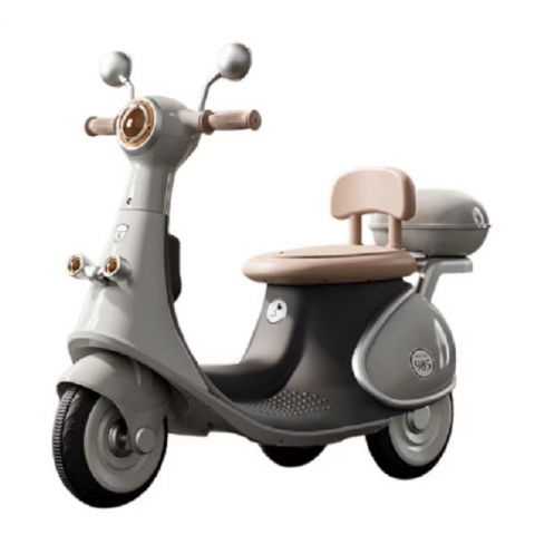 Îngrijire, transport și organizare pentru bebeluși și copii - Motocicletă electrică cu 3 roti, acumulator încarcare, anti-rasturnare, lumini, sunete, baterie 6v 7ah, telecomanda, 95x67x36cm, gri