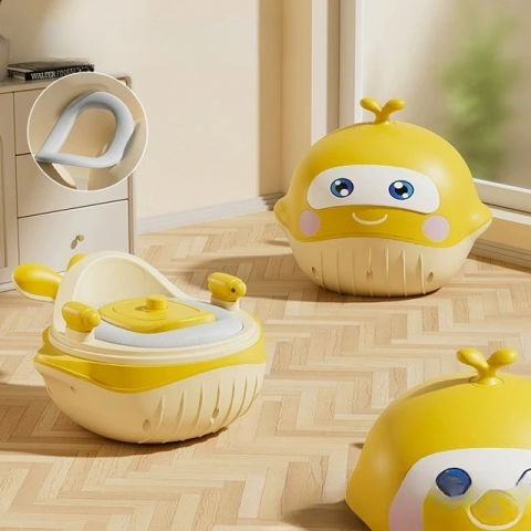 Olita 2in1, model balena, cu reductor wc, din plastic, cu muzica si lumini, 36 x 41 x 20 cm, galben [1]