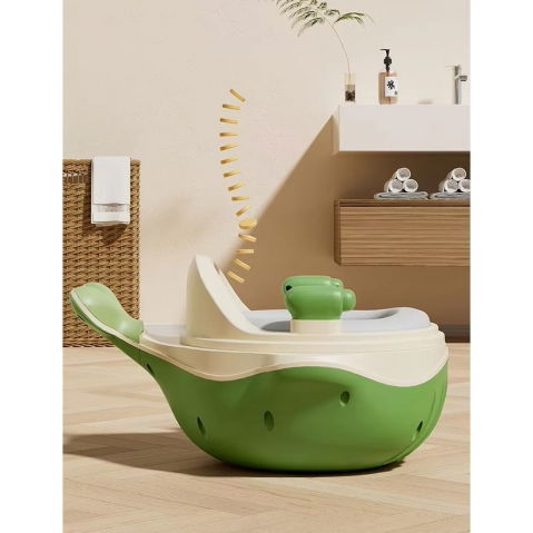 Olita 2in1, model balena, cu reductor wc, din plastic, cu muzica si lumini, 36 x 41 x 20 cm, verde [2]