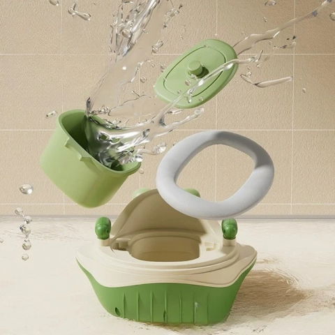 Olita 2in1, model balena, cu reductor wc, din plastic, cu muzica si lumini, 36 x 41 x 20 cm, verde [3]