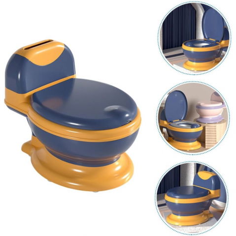 Olita bebelusi, pentru copii 1 - 8 ani, model toaleta adulti, colac moale pvc, compartiment detasabil, cutie depozitare hartie, 34 x 32 x 19 cm, albastru/portocaliu [1]