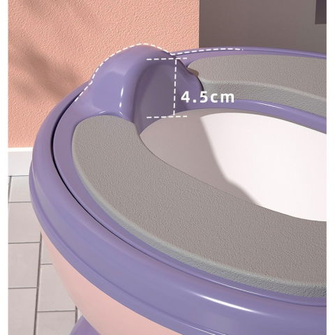 Olita bebelusi, pentru copii 1 - 8 ani, model toaleta adulti, colac moale pvc, compartiment detasabil, cutie depozitare hartie, 34 x 32 x 19 cm, roz/mov [3]