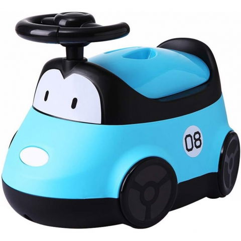 Îngrijire, transport și organizare pentru bebeluși și copii - Olita pentru copii, +1an, portabila, design masinuta cu capac, model prietenos, non-toxic, compartiment detasabil, usor de curatat, albastru