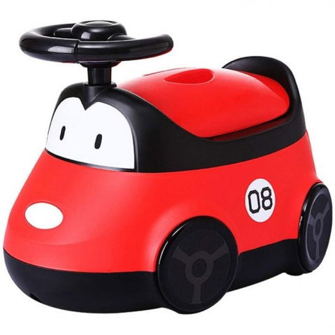 Îngrijire, transport și organizare pentru bebeluși și copii - Olita pentru copii, +1an, portabila, design masinuta cu capac, model prietenos, non-toxic, compartiment detasabil, usor de curatat, rosu