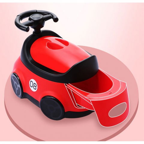 Olita pentru copii, +1an, portabila, design masinuta cu capac, model prietenos, non-toxic, compartiment detasabil, usor de curatat, rosu [4]